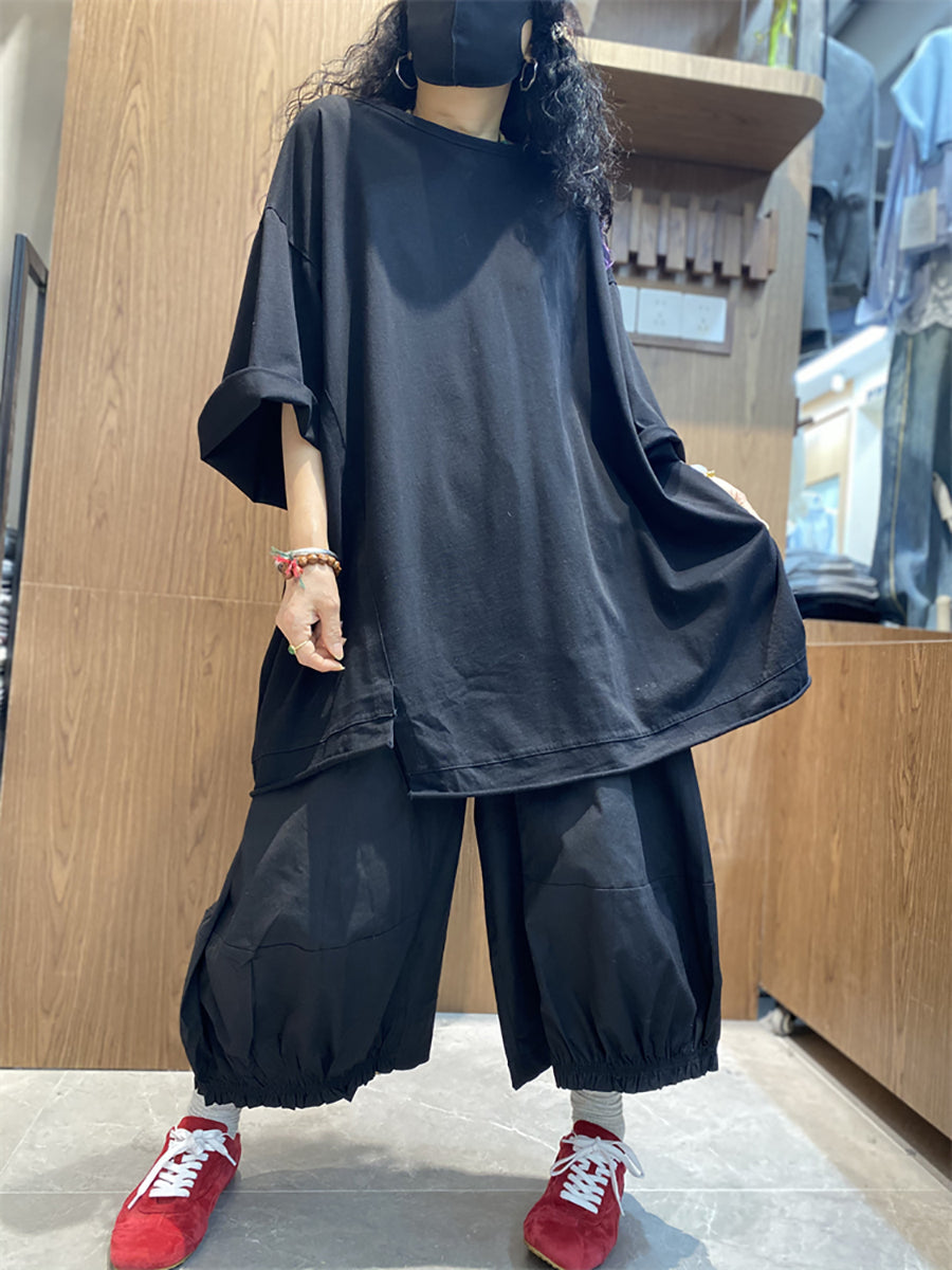 Plus Size Women Casual Pure Color O-Neck Loose T-Shirt