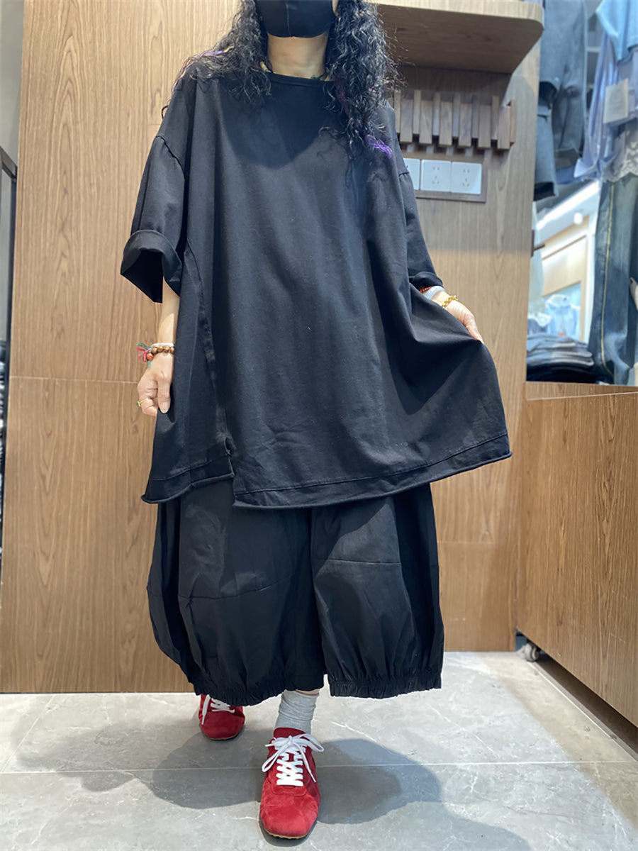 Plus Size Women Casual Pure Color O-Neck Loose T-Shirt