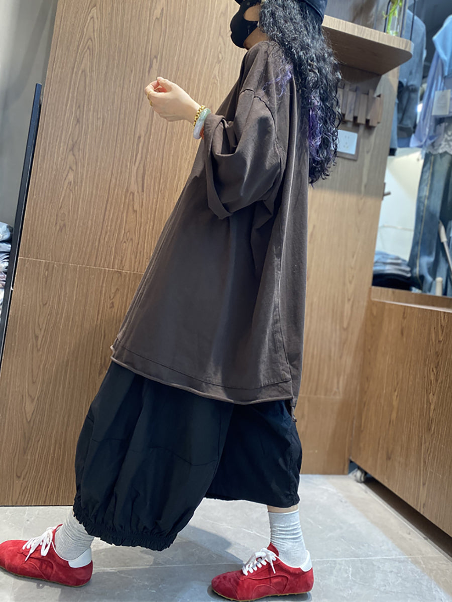 Plus Size Women Casual Pure Color O-Neck Loose T-Shirt