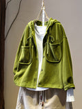 Plus Size Women Autumn Pure Color Hooded Cardigan Shirt Coat