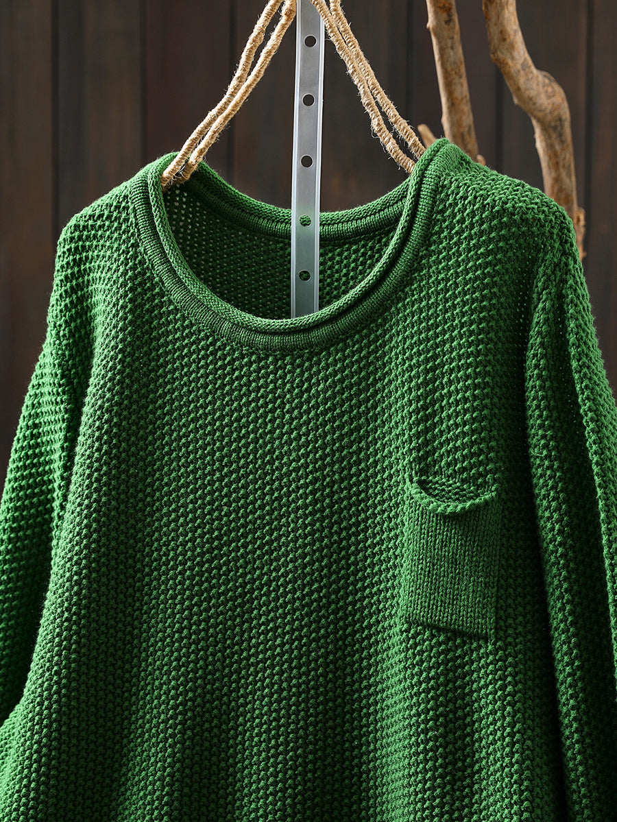 Women Autumn Pure Color O-Neck Cotton Knitted T-Shirt