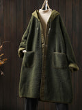 Plus Size Women Winter Warm Fleece Hooded Coat
