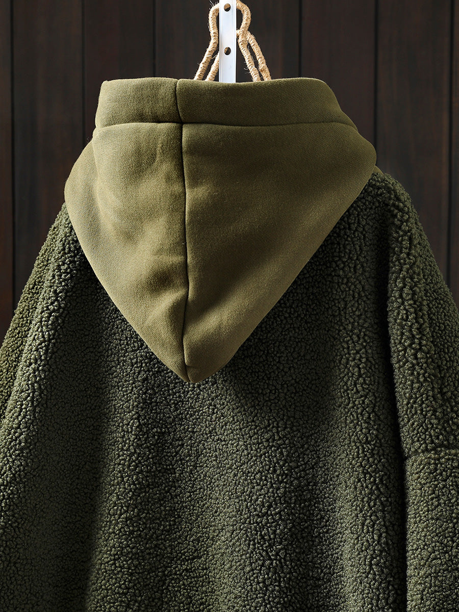 Plus Size Women Winter Warm Fleece Hooded Coat