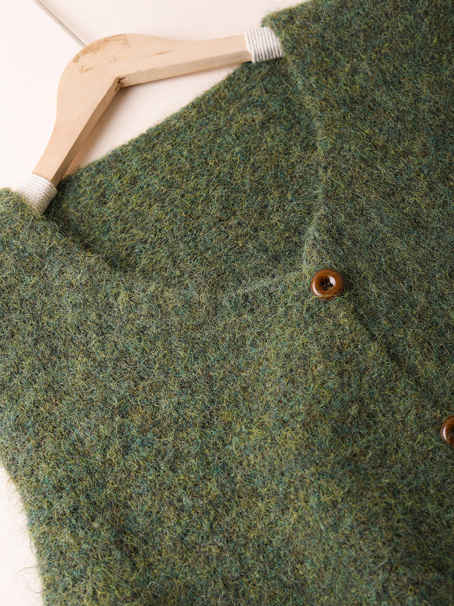Women Winter Casual Pure Color V-Neck Wool Vest