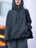 Plus Size Women Winter Vintage Dot Hoodie