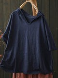 Plus Size Women Summer Casual Pure Color Cotton Hoodie