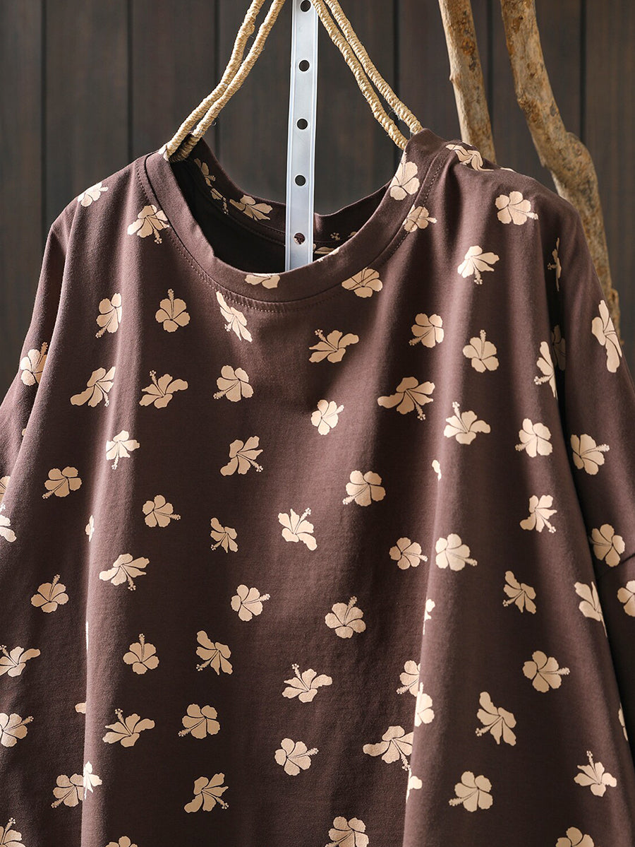 Women Summer Vintage Print O-Neck T-Shirt