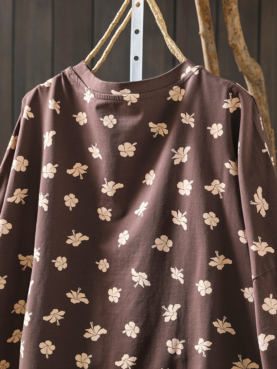 Women Summer Vintage Print O-Neck T-Shirt