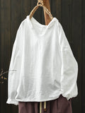 Plus Size Women Summer Casual Pure Color Cotton Hoodie