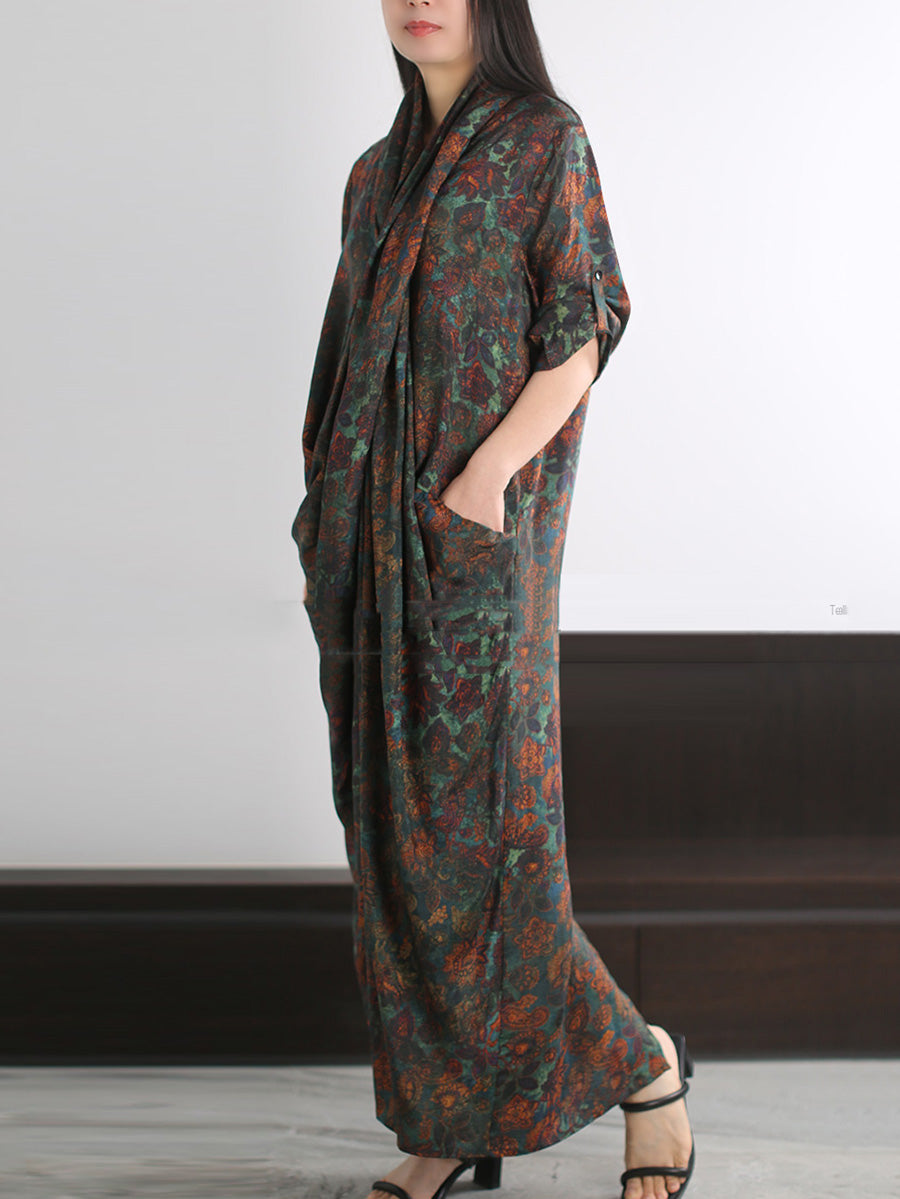 Plus Size Women Summer Artsy Flower X-Shape Dress