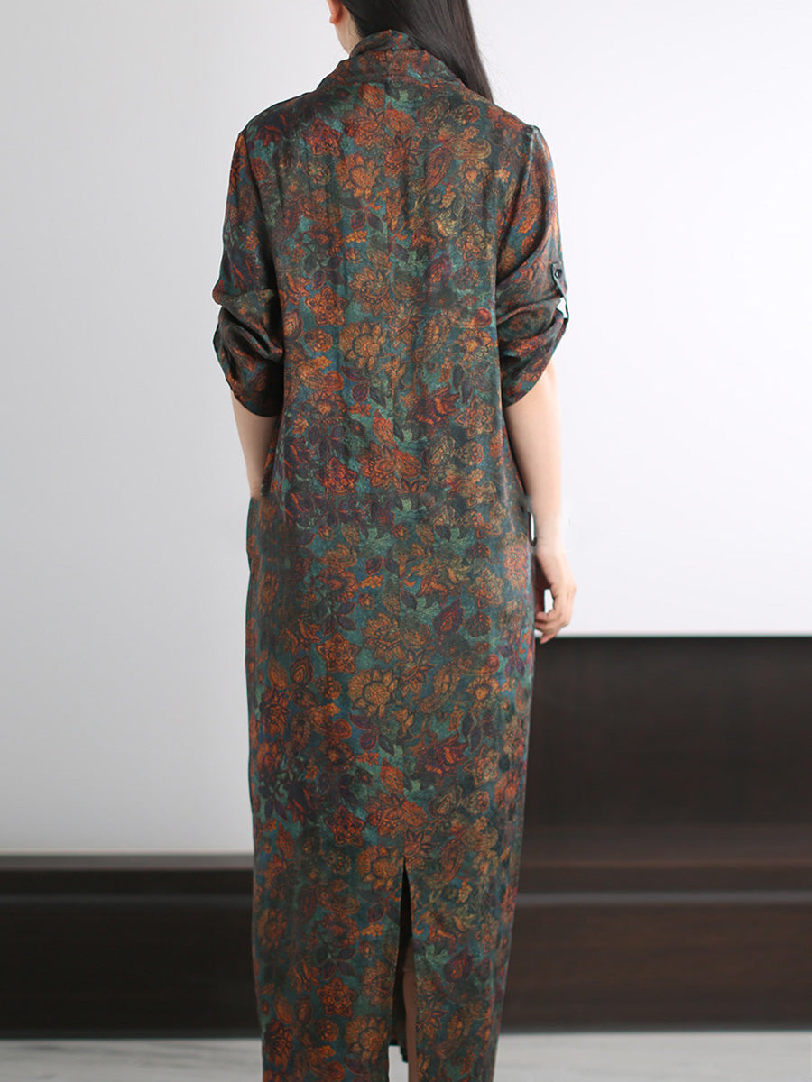 Plus Size Women Summer Artsy Flower X-Shape Dress