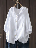 Plus Size Women Summer Artsy Pure Color 100%Cotton Hoodie