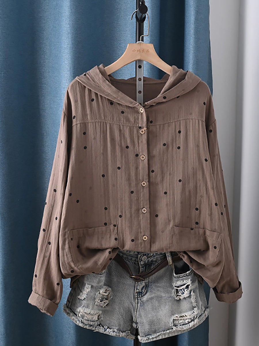 Women Summer Artsy Dot 100%Cotton Hoodie