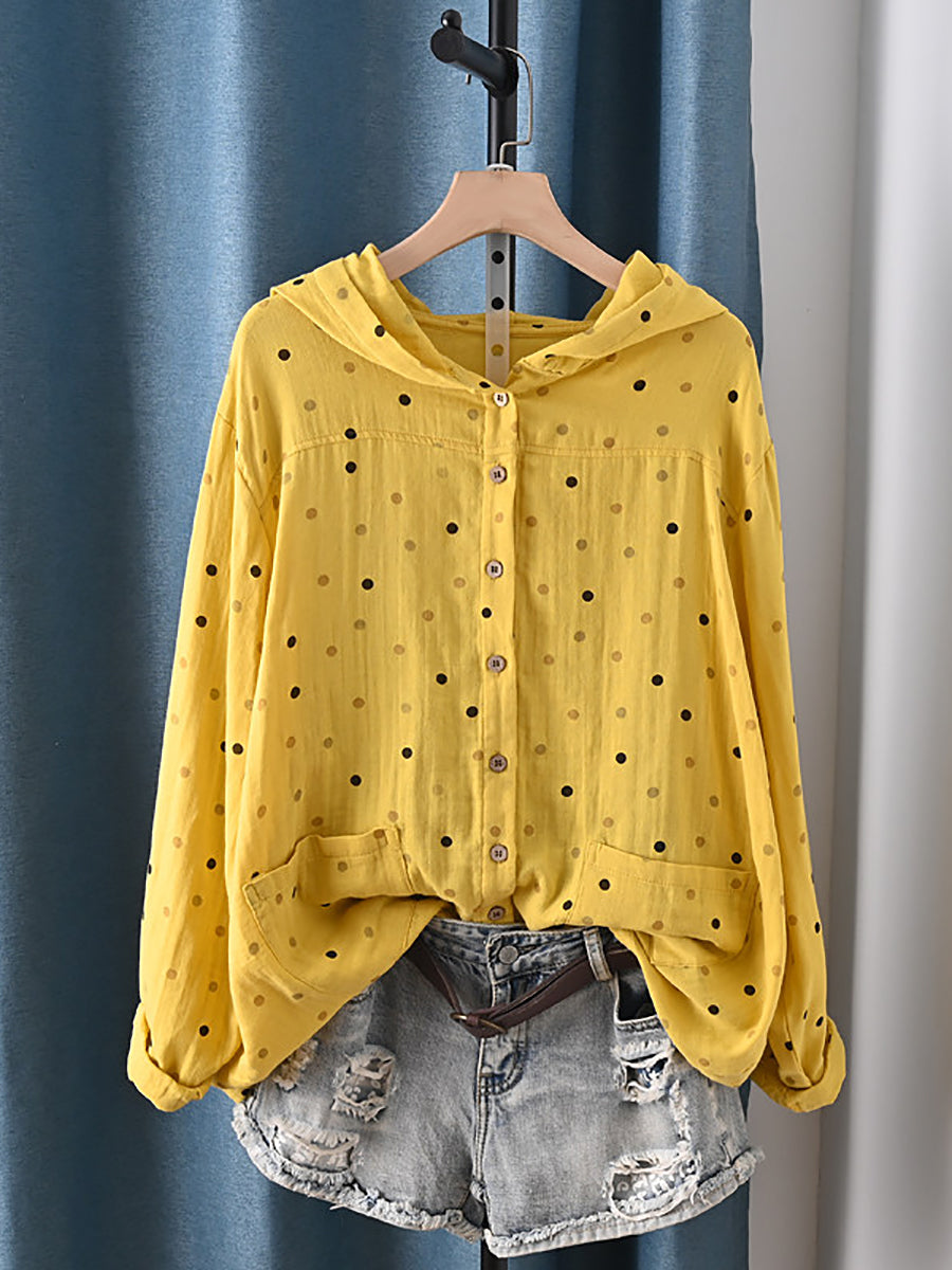 Women Summer Artsy Dot 100%Cotton Hoodie