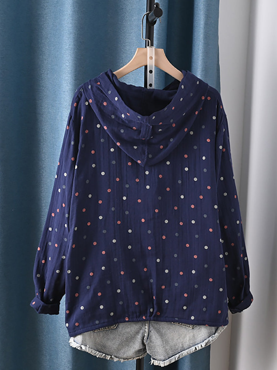 Women Summer Artsy Dot 100%Cotton Hoodie