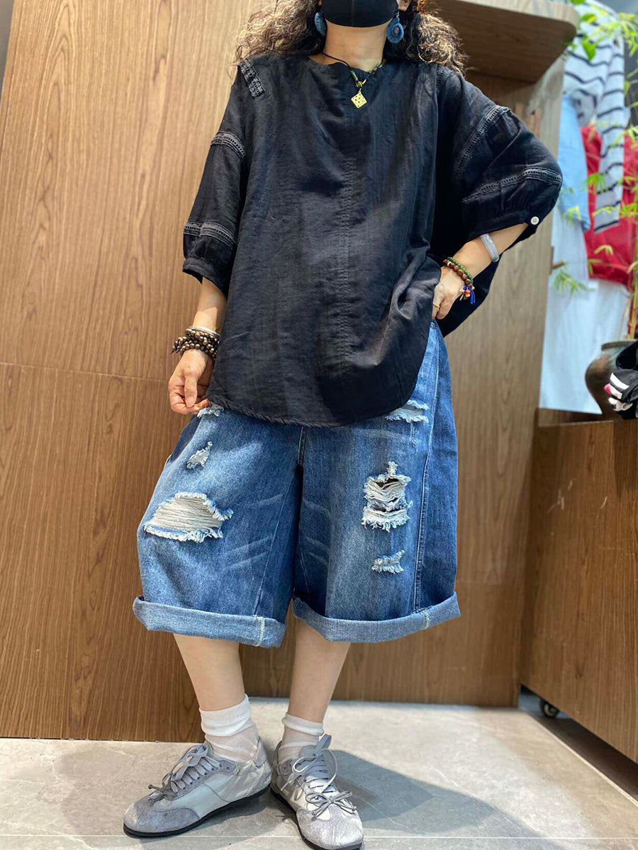 Plus Size Women Summer Casual Pure Color O-Neck T-Shirt