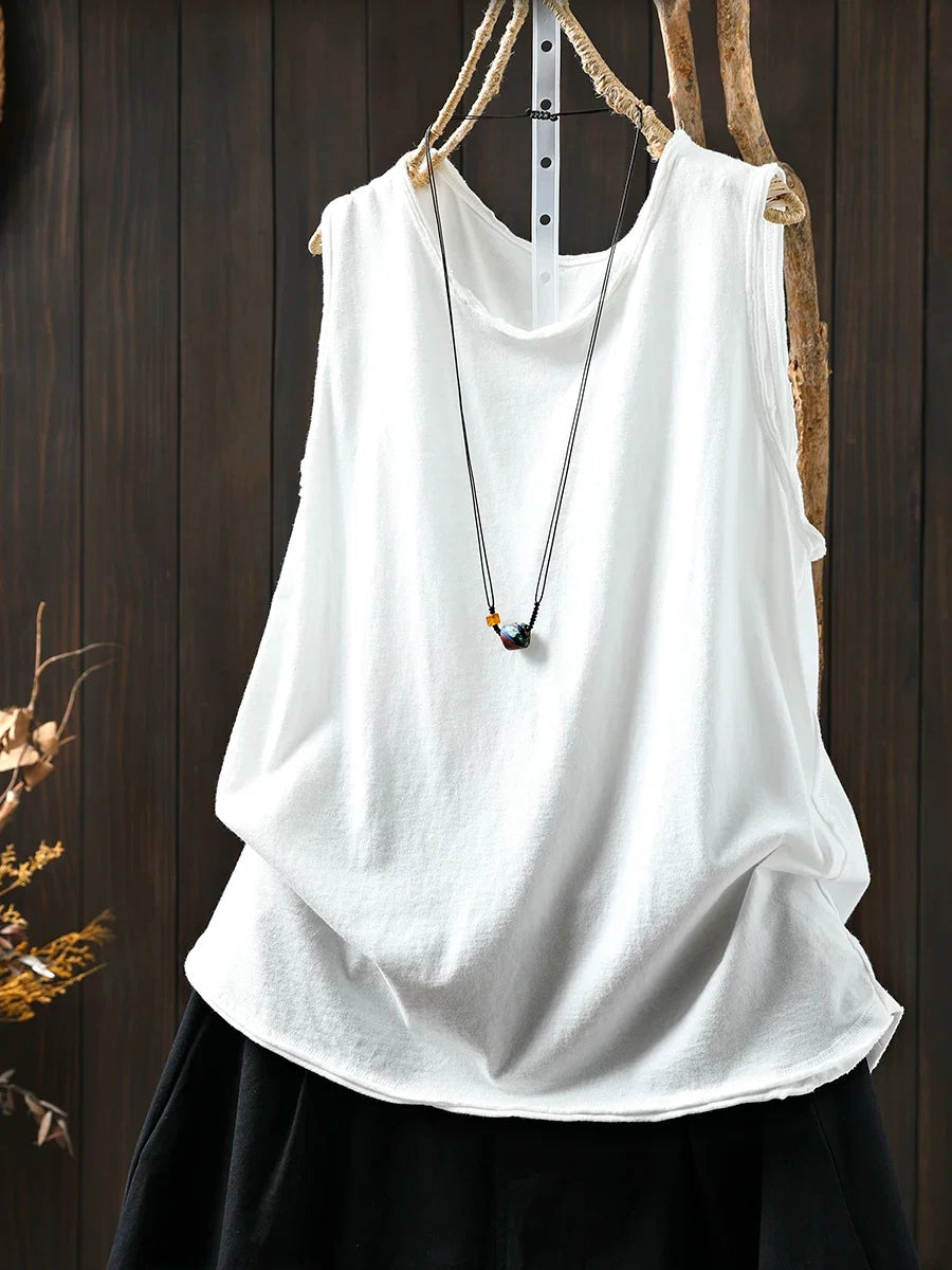 Plus Size Women Summer Casual Cotton Sleeveless Tank Top