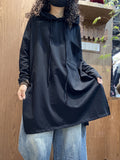 Plus Size Women Casual Pure Color Cotton Long Sleeve Hoodie
