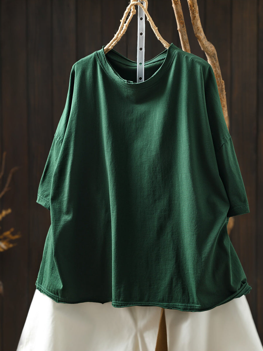 Minimalist Solid Short Sleeve Cotton T-Shirt