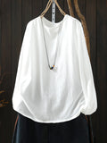 Women Minimalist Long Sleeve Cotton T-Shirt