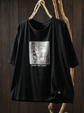 Women Artsy Print Half Sleeve Cotton T-Shirt