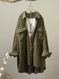 Women Casual Brushed Cotton Mid-Length Shirt Jacket