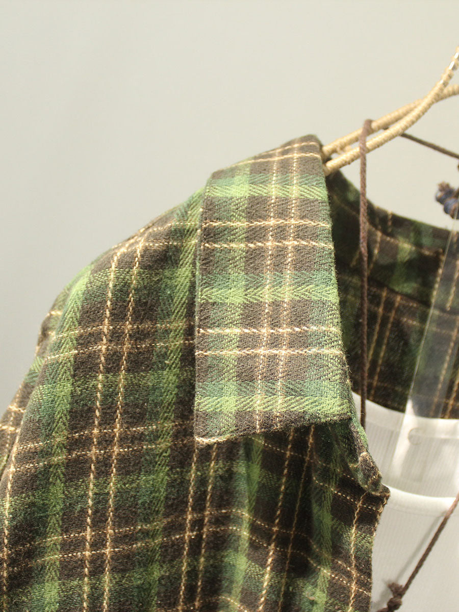 Women Casual Brushed Cotton Mid-Length Shirt Jacket
