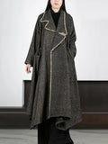 Plus Size Women Winter Vintage Elegant Wool Blend Long Coat