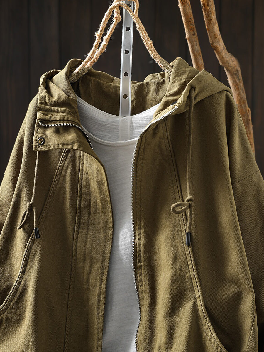 Women Fall Casual Drawstring Cotton Hoodie