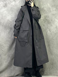Women Autumn Casual Loose Hooded Cotton Long Coat